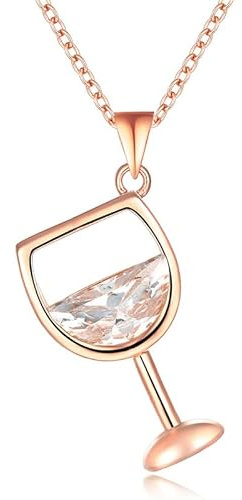 YZYSHHX vinglas hängsmycke för damer med lång kedja zirkon färg 925 halsband kedja