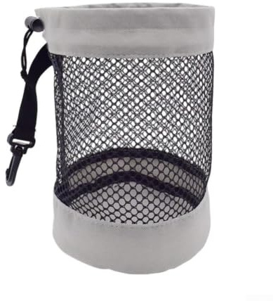Mesh golfboll förvaringsväska, lätt bärbar nätpåse för golf tennis badminton, snabb åtkomst dragsko sport bollhållare för utomhusaktiviteter (ljusgrå)