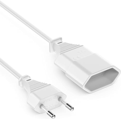 CABLEPELADO Cavo di prolunga alimentazione CEE 7/16, cavo di alimentazione connettore di tipo C, cavo di prolunga corrente, H03-VV-H2-F | 250 V, sezione cavo 0,75 mm² | 2 metri | bianco