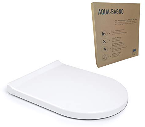 Aqua Bagno | Universal Toilettendeckel mit Absenkautomatik, D-Form, weiß | WC-Sitz passend, überlappender Deckel, abnehmbar, Softclose