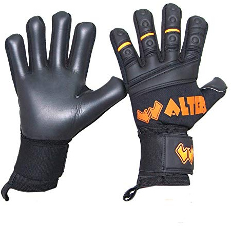 WALTER Guanti da Portiere Professionali Modello G-Tex (10, Black-Orange Fluo)