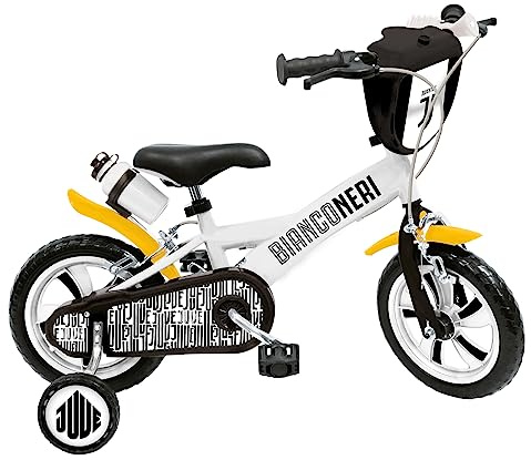 Mondo Toys Mod. F.C JUVENTUS DELUXE för pojkar/flickor - storlek 12 tum - hjul och broms fram/bak - vit/svart - 25482