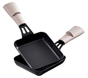 Juego de 2 sartenes raclette rectangulares mango Mineral