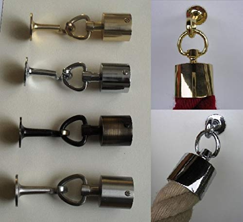 Messing Seilendkappe mit Ring und Haken Ø30 / Ø40 mm in diversen Farben Seilabschluss Seilkappe Handlaufseile (Für Ø40 mm Seil, verchromt silberfarbig)