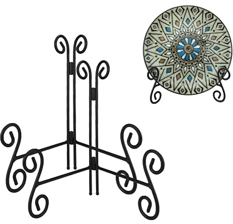UoYeet Tellerständer, 2er Pack 8 Zoll Tellerhalter Ausstellungsständer, Schwarzer Metall-Bildständer Bilderrahmen Tischständer für Zuhause Büro Ausstellung Empfang