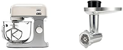 Kenwood kMix Stand Mixer for Baking, Stylish Kitchen Mixer with K-Beater, Dough Hook and Whisk, 5L Glass Bowl, Removable Splash Guard, 1000 W, Cream & KAX950ME Food Mincer Attachment