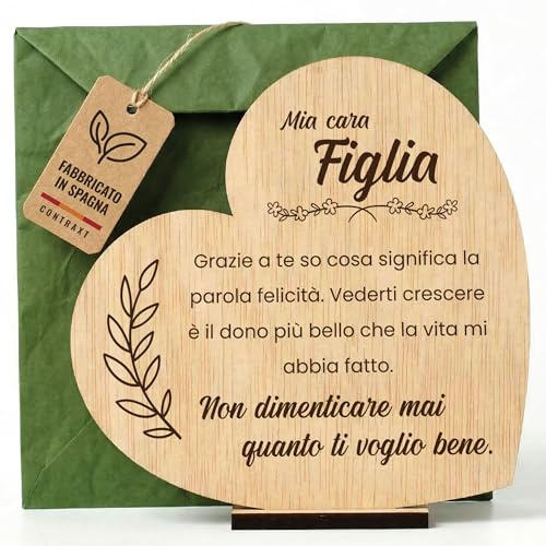 CONTRAXT Scheda Regalo Legno per Figlia - Regalo Compleanno e Ringraziamento