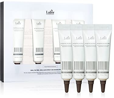 LA'DOR Scalp Scaling Spa Hair Treatment 15 g x 4ea Exfoliant Ingrédient Actif Cuir Chevelu Nettoyez en Profondeur le Cuir Chevelu Couche cornée et l'Excès de Sébum Cuir Chevelu Sain sans Pellicules