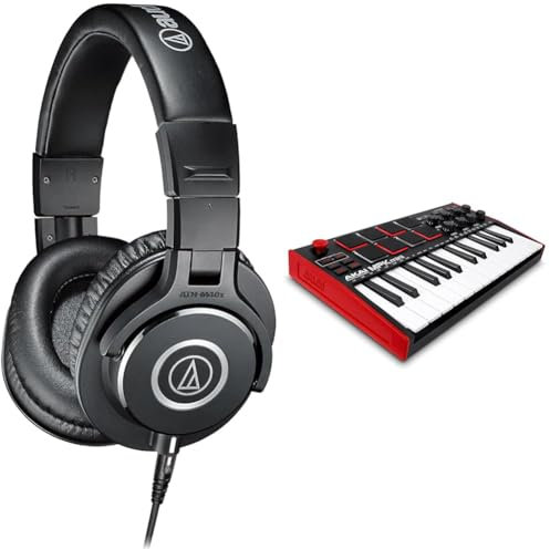 Audio-Technica M40x Auriculares Profesionales para Monitorización en Estudio Negro & Akai Professional MPK Mini MK3 - Teclado Controlador Midi USB de 25 Teclas con 8 Drum Pads