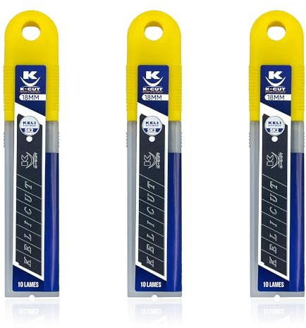 Lot de Lames sécables BLACK BLADE SK2 - Durée de vie 3 fois supérieure, Gravure Laser, étuis de 10 lames (18mm (3 étuis))