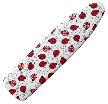 Jndtueit Cartoon Ladybird Homes Replacement Ironing Board Cover & Pad, White 3 Click Buckles for Smooth Iron, Easy Installation