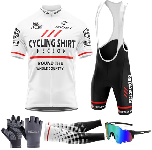 Herren Pro-Team Radfahren Sets Sommer Radfahren Kurzarm Trikot und Trägershorts Schnelltrocken Atmungsaktiv,mit Polsterung 9D-Gel-Pads,Fahrradbekleidung Set (XL,TYP-1)