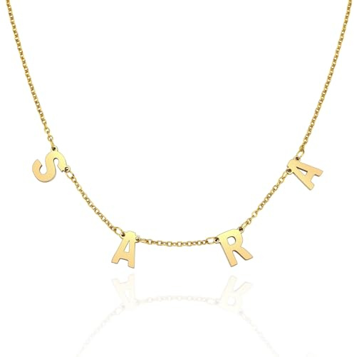 MMXX Personalisierte Namenskette Individuelle Initialen-Halskette Choker-Halskette für Frauen Gold Silber Zierliche Halskette für Damen Freundin Ehefrau Mutter Geschenk