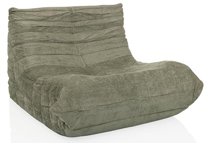 hjh LIVING Sitzsack Bodensofa mit Rückenlehne SITZOLO Bequemer Bodenstuhl Sessel für Schlafzimmer Wohnzimmer, Stoff Salbei
