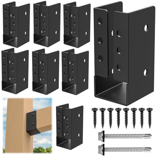 8 Stück Balkenschuh Joist Hanger Balkenverbinder, Flansche Verdeckte Balkenaufhänger Halterung, Balkenschuh Geländerhalterung zum Verbinden von 2 x 4 Zoll Holz mit Geländer Holzpfosten