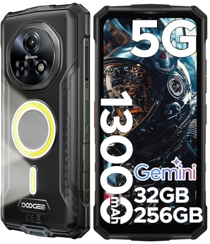 DOOGEE Fire 7 Pro Móvil Rugerizado 6,6 IPS/90Hz 13000mAh/33W, 32GB+256GB/2TB Android 15 Movil Indestructible, Cámara 64MP+20MP+16MP/Lámpara de 1200LM/NFC/OTG/Face ID/GPS/Movil Irrompible 2025