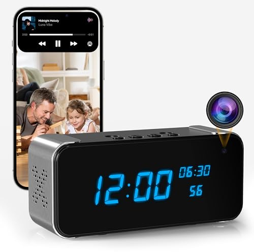 4K Spy Camera Hidden Cam, Bluetooth Speaker Night Vision WiFi Monitor | spy camera wifi hidden, smartphone live streaming, motion alert, hidden home monitoring, continuous recording