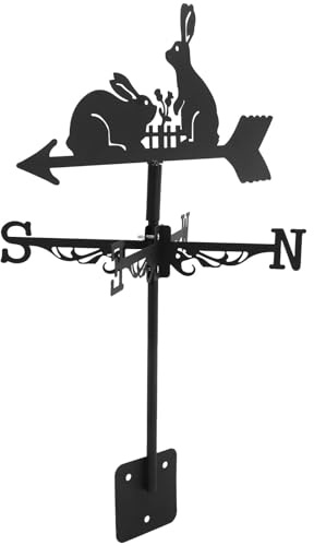 Housoutil Girouette Installer Forme de Fer Vintage en Toit Lapin et Noir Décoration Facile à Mesure Vent Précise de Jardin pour Cour