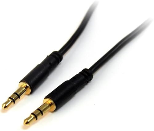 StarTech.com 1 ft. (0.3 m) 3.5mm Audio Cable - 3.5mm Slim Audio Cable - Gold Plated Connectors - Male/Male - Aux Cable (MU1MMS) (Packaging may vary)