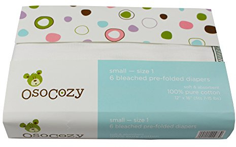 OsoCozy Vorgefaltete Stoffwindeln, 1 Größen, 6 Stück