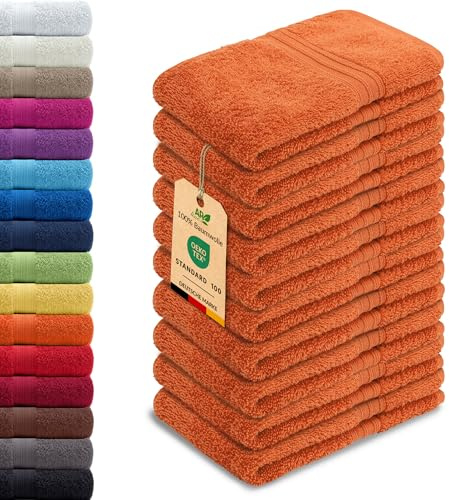 AR Line Arizona 10er Set Gästetücher 30x50 cm – 100% Baumwolle, 500 g/m², weich & saugstark, in Farbe: Terra
