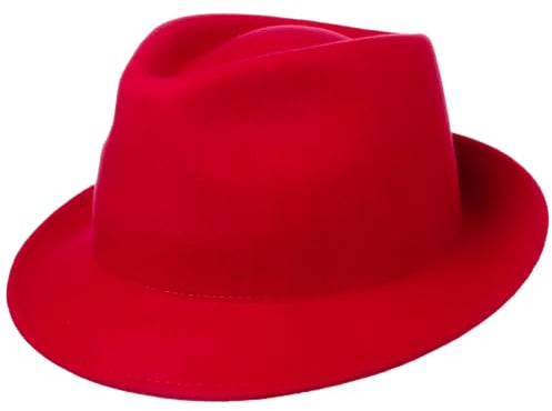 Lipodo Chapeau en Feutre Uni Trilby Femme/Homme - Made in Italy pour Homme Fedora Laine Automne-Hiver Hiver - XL (60-61 cm) Rouge