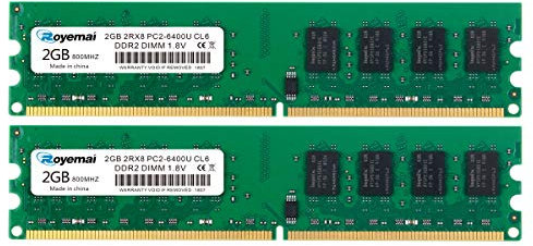 ROYEMAI PC2-6400 DDR2 800 4GB (2x2GB) 2RX8 240 Pin 1.8V CL6 Udimm DDR2 RAM Desktop Memory Ram Module for Intel AMD