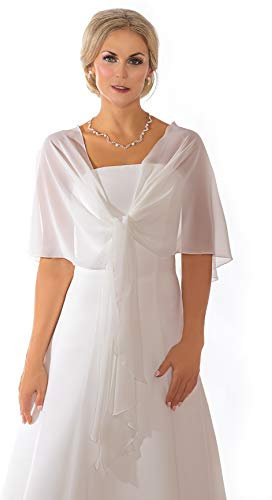 Unbekannt Schal Brautkleid Rundstola Stola Umschlagtuch Chiffon Ivory Jacke Braut 140x120x40 Bolero Braut (Dunkelblau)