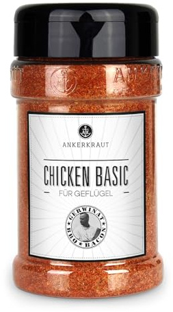 Ankerkraut Chicken Basic, Salz mit Gewürzen, Chicken-Wings würzen, ohne Zwiebel und Knoblauch, leckere Kreation der Landschlachterei Gerwinat, 340 g im Streuer
