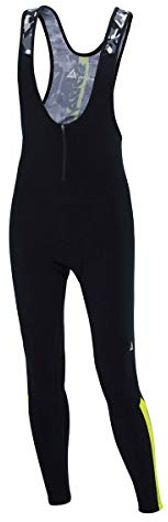 Herren Thermo Winter Fahrradhose Lang mit Trägern Pro Team - Trägerhose Lang - BIB Radhose - Träger Radlerhose - 3D Performance Gel gepolstert - Warm - Atmungsaktiv - Reflektoren