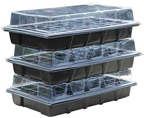 Seed Tray Propagator Kit 360 Cells, 40 Cells per Growing Seed Tray Clear Lids, Plant Germination, Windowsill Greenhouse & Garden, 3 Pack Seedling & Plugs Starter Plastic Grow Trays (9 Seed Trays)