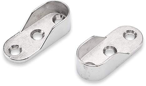 Lot de 2 supports de rail de placard pour rail de placard 15 mm - support de tringle à vêtements, zinc moulé sous pression nickelé (version 2)