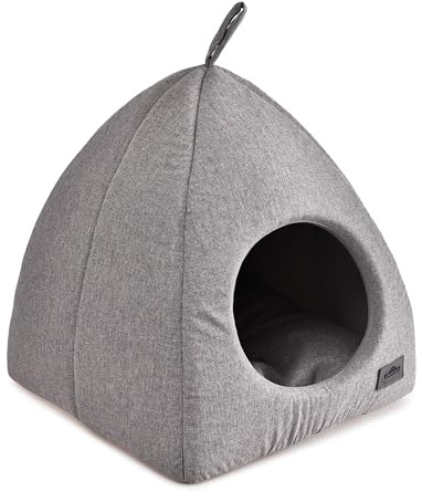 Dehner Premium Lovely Katzenhöhle Einkehr, ca. 40 x 40 x 42 cm, Polyester, grau