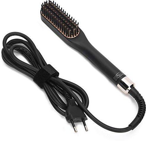 Vendite Pazze Piastra per barba, pettine per capelli uomo riscaldato, comodo mini pettine per capelli lisci donna multifunzionale per pettine per capelli(European plug)