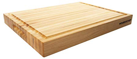 Medium Wood Cutting Board from Canadian Maple - A Reversible Butcher Block That Comes with Juice Groove for Cutting Meat and Juicy Veggies Easily - Maple Chopping Board - 16x12x1.5