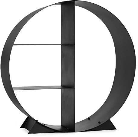 Moritz Kaminholzregal 4 Fächer 78 cm Metall schwarz Brennholzregal innen | Feuerholzregal und Kaminholzständer als Design-Stück, dekorative Holzaufbewahrung für Wohnzimmer, Kamin, Ofen und Veranda