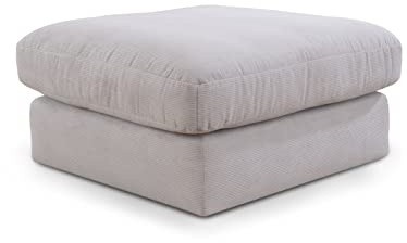 CAVADORE XXL-Hocker Fiona / Mega Beistellhocker mit weicher Polsterung / Quadratisch / 97 x 90 x 97 / Cordstoff Hellgrau