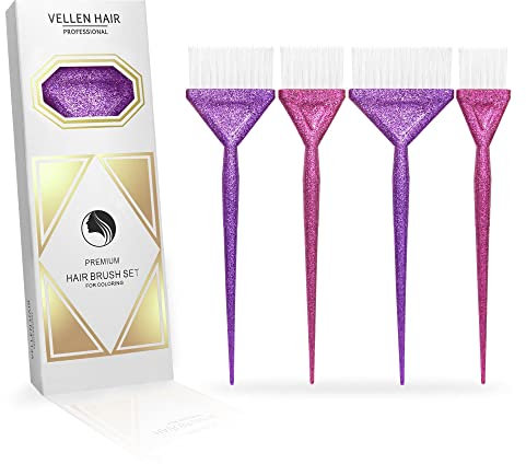 Vellen Hair Farbpinsel-Set, 4 verschiedene Größen für glatte Anwendung, perfekt für Haarfärbung und Balayage, wiederverwendbar und waschbar Glam Pink/Lila