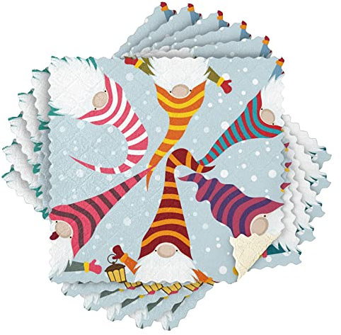 Skandinavische Weihnachts-Küchen-Geschirrtücher, 6 Stück, Reinigungstücher zum Trocknen von Geschirr, Schrubben, Waschlappen für Spüle, Kochen, Backtisch, 27,9 x 27,9 cm, lustige Weihnachtswichtel