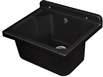 Negrari Lavandino Pilozzo a Muro in Resina, Resistente agli acidi di uso comune, Resistente all'umidità, Kit di scarico incluso, L42 x P34 x H21, Nero Glitterato