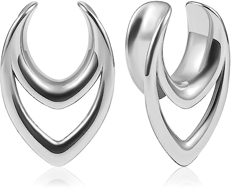 Vankula Ohr Tunnel 1 Paar Saddles Flesh Plugs Hohl Tropfen Edelstahl für männer damen Ohrpiercing Gestreckte Schmuck 8mm bis 16mm