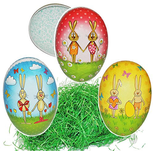 alles-meine.de GmbH Set Ostergras & 10 Füll - Pappeier - 15 cm bunt Hasen stilistisch modern - Osterei/Ei zum befüllen - Deko Pappe Papp Pappeier Dekoei Pappostereier Füllen