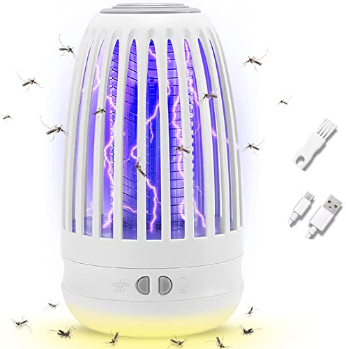 Mückenvernichter Lampe, Elektrische Insektenvernichter mit Nachtlicht 2 in 1, Leistungsstarke Schädlingsbekämpfung Fallen für Innen und Außen