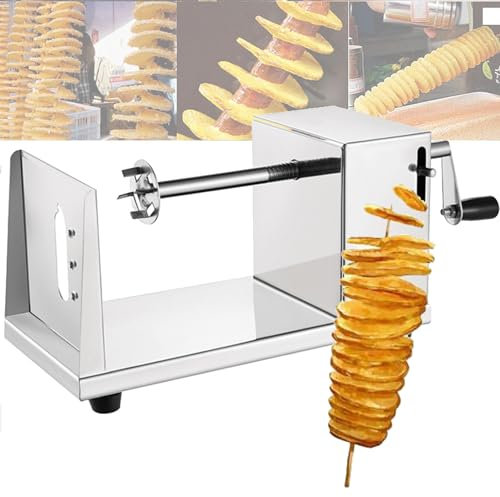 Espiralizador De Verduras De Acero Inoxidable, Espiralizador Y Cortador De Patatas De Grado Comercial For Papas Fritas Rizadas, Fabricante De Fideos Y Zoodler, Cortadores De 3 Cuchillas
