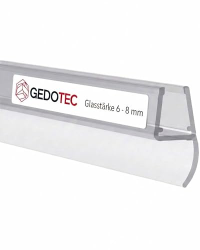 Gedotec Mittel-Dichtung 180° | 1 Stück | Duschtürdichtung mit seitlicher Duschlippe | Länge: 1 m | Duschdichtung 6 mm - 8 mm | Glasbodendichtung PVC wasserabweisend | Duschkabine Dichtung Duschtür
