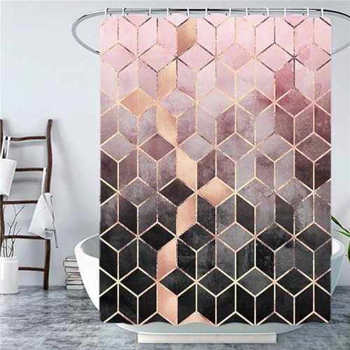 Syiboo Duschvorhang Farbraster 120x90cm Duschvorhäng Anti Schimmel,Wasserabweisend Stoff Duschrollo Waschbar,3D Draussen Bad Vorhang Schnell Trocknend,Badewanne Badezimmer Decor Vorhänge