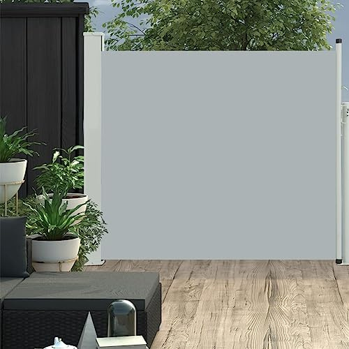 Hovothy 100x300 cm Ausziehbare Seitenmarkise Grau Sichtschutz Balkon Schlichte Sichtschutz Garten Stilvolle Terrassen Sichtschutz Automatische Rückrollfunktion Windschutz Regenschutz Sonnenschutz