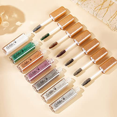 Allbestaye Bunt Mascara, Glitter Wimperntusche, Augen Make-up Extra Long Lash Verlängerung & Volumen Eyelash Wasserdicht Langlebig Natürlich Grün Schwarz Blau Weiß Mascara (Set)