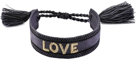 Selfmade Jewelry Armband Stoff Schwarz - Gewebtes Web Armband Damen Stoff - Geschenkidee Muttertag Freundin Damen