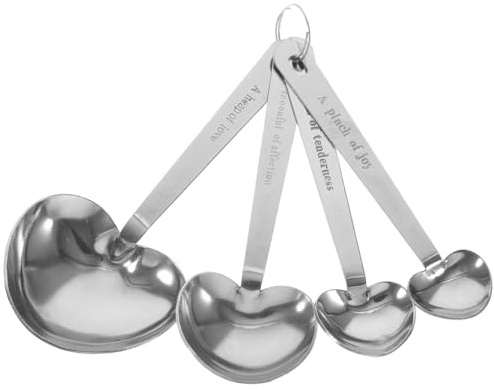 MAGICLULU Heart Shaped Measuring Spoons Set 4 Pieces 15 Ml 5 Ml 2.5 Ml 1.25 Ml Accurate Tablespoon Measure Spoon for Dry and Liquid Ingredients Cooking and Baking